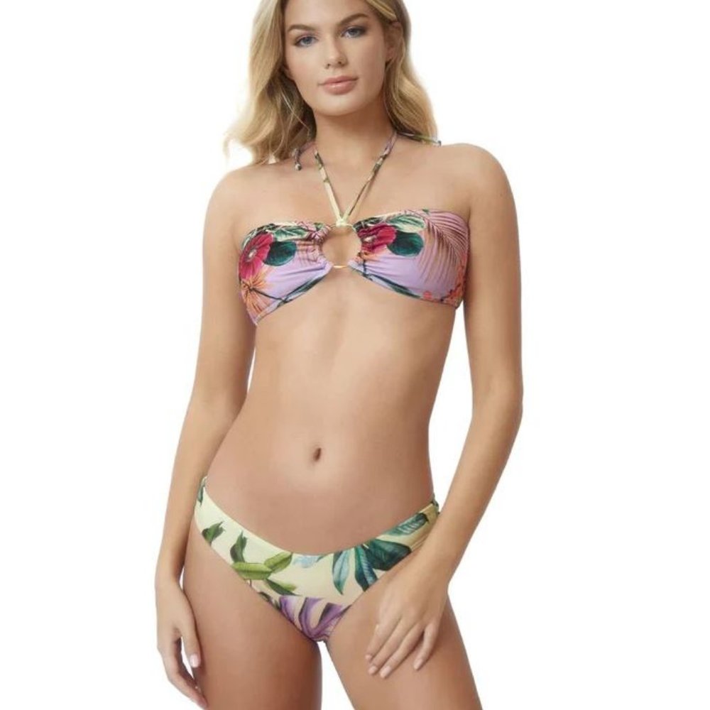 NWT PQ Swim Lavender Oasis Basic Ruched Full Bottoms SIZE S M